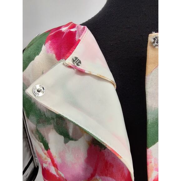 Eliza J. Pink Floral Jacquard Popover Fit&Flare Dress Size 8 Lined Pockets Zip - Picture 10 of 16